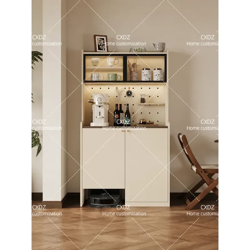 Cream antique hole board locker living room locker multi-functional side cabinet sweeping robot storage cabinet