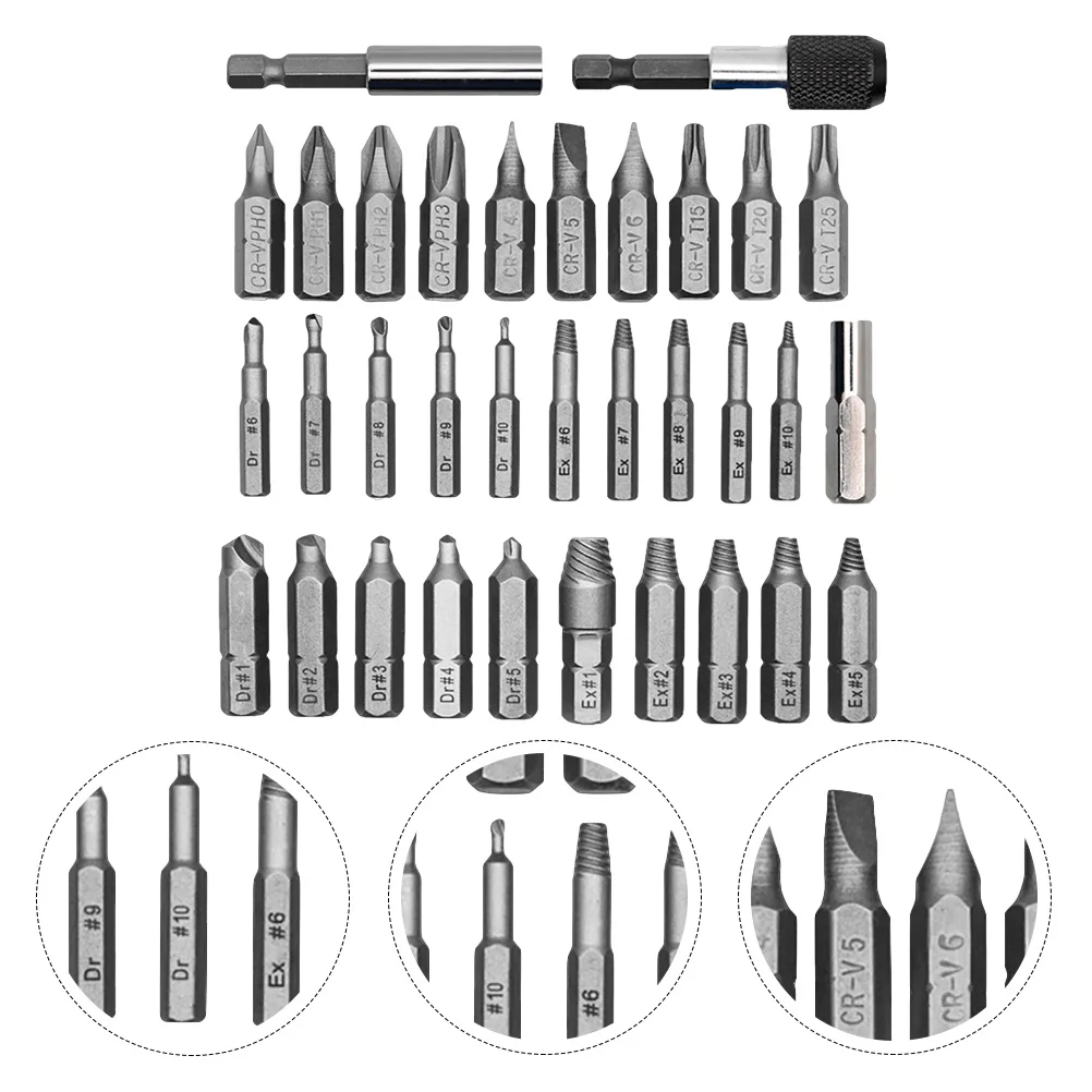 33 قطعة من مجموعة أدوات استخراج المسمار التالفة، مجموعة احترافية متعددة الوظائف بما في ذلك قضبان مستخرج لقم الثقب للمسمار المقطر