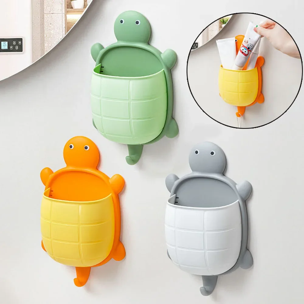 1pc Cute Turtle Design Storage Rack Toothbrush Holder Creative Cartoon Bathroom Storage Organizer Toothbrush Storage Rack