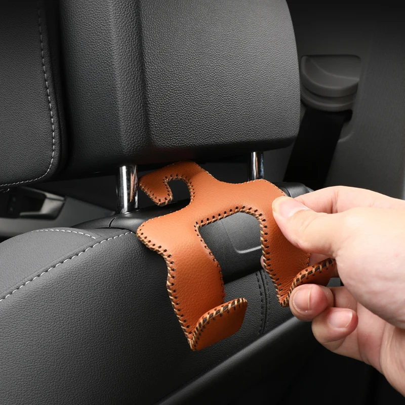 Universal Leather And Metal Car Seat Back Hooks Vehicle Multifunctional High load-bearing storage hook Auto Interior Accessories