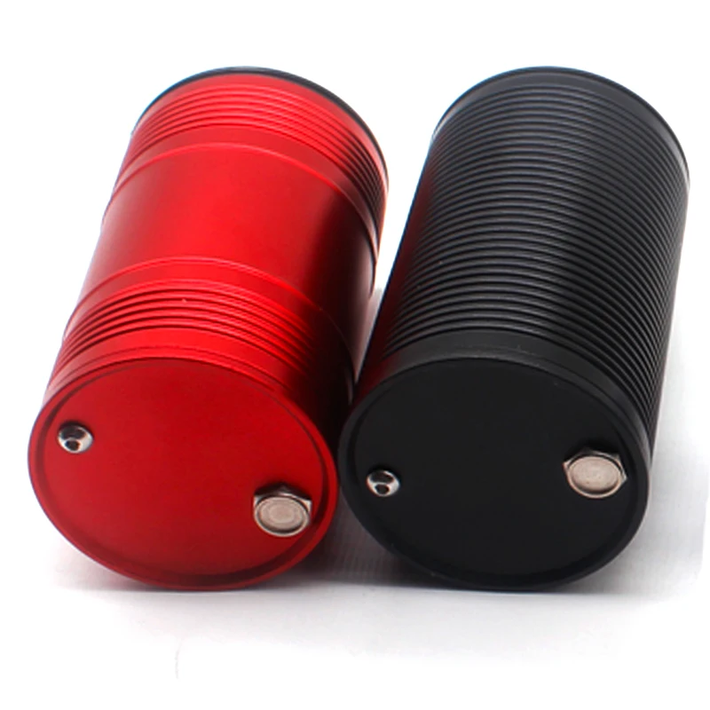 DEFT Hot Sale Portable Aluminum Alloy Oil Drum Shape  Car Ashtray Home Office Smokeless Ashtray height 10.9cm diameter 6.4cm