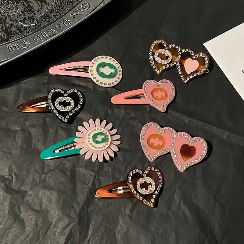 Trendy Colorful Clip Earrings for Girls  Unique Heart and Sunflower Design Hairpins