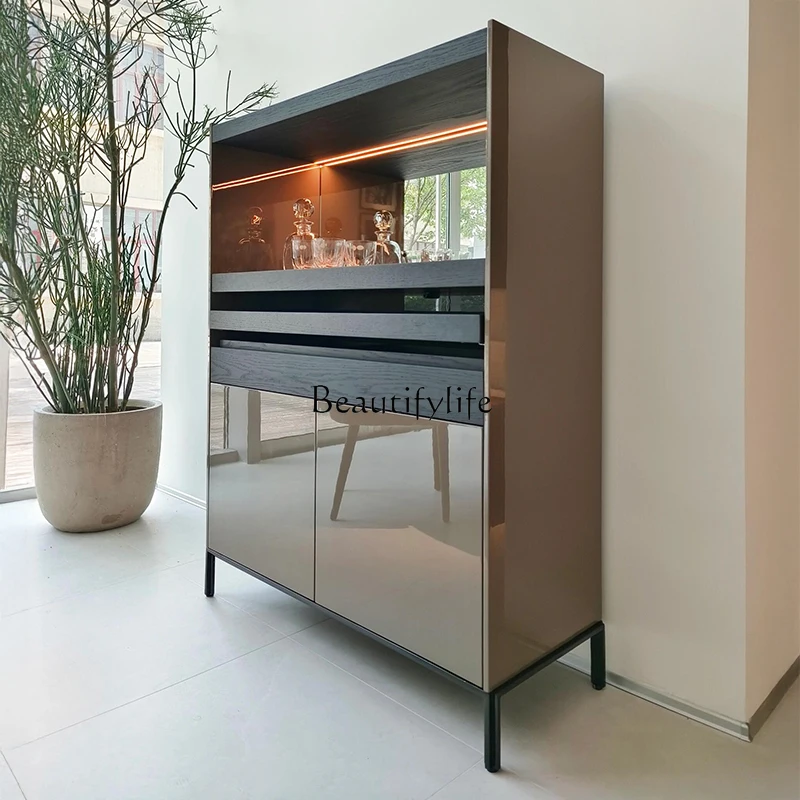 

Modern light luxury dining side cabinet Italian minimalist living room tea cabinet storage glass wine cabinet