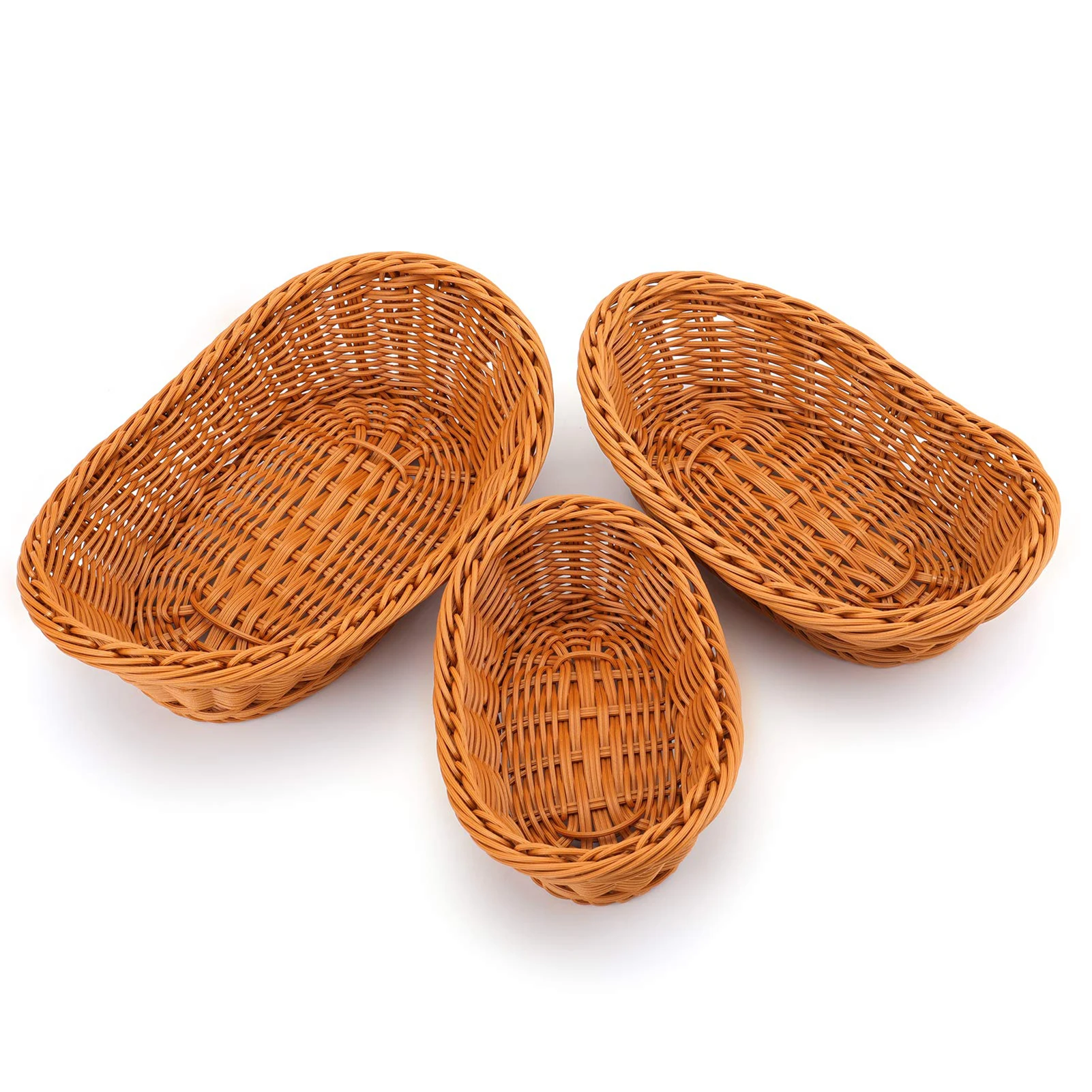 Handmade Oval Rattan Bread Basket Woven Food Fruit Dessert Tray Storage Basket Vegetable Breakfast Display Kitchen Organizer