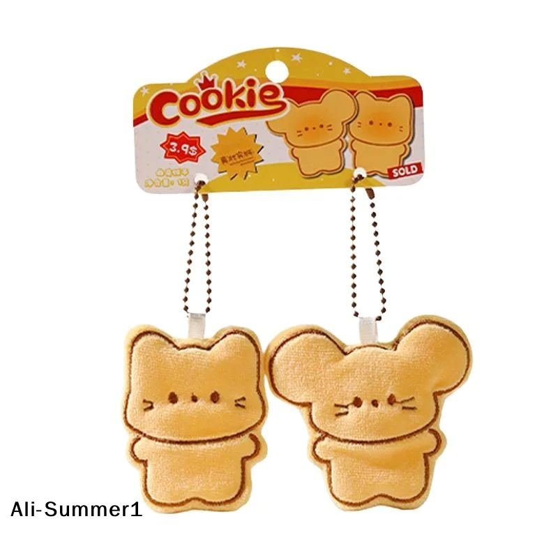 1/2Pcs Cute Cartoon Simulation Biscuit Bear Plush Pendant Keychain Kawaii Stuffed Doll Backpack Pendant Decorative Accessories