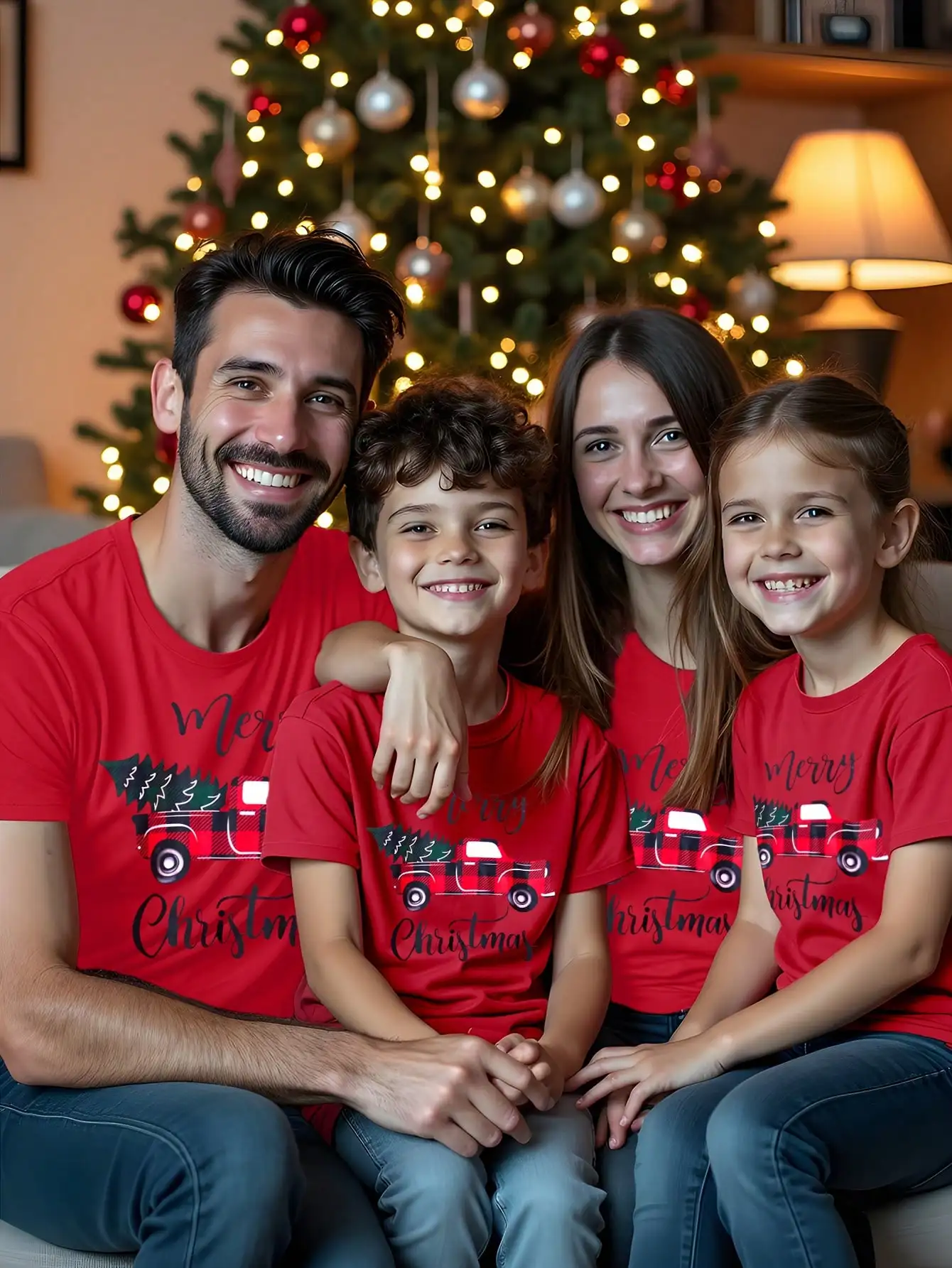 

Manfinity Christmas Family Matching Men Loose Fit Crew Neck T-Shirt, Merry Christmas, Cozy Family Look