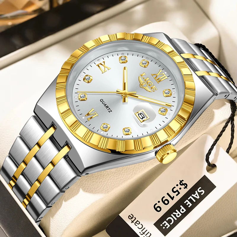 

LIGE, модные кварцевые мужские часы, роскошный календарь, водонепроницаемые светящиеся классические простые часы из нержавеющей стали для мужчин, мужские подарки