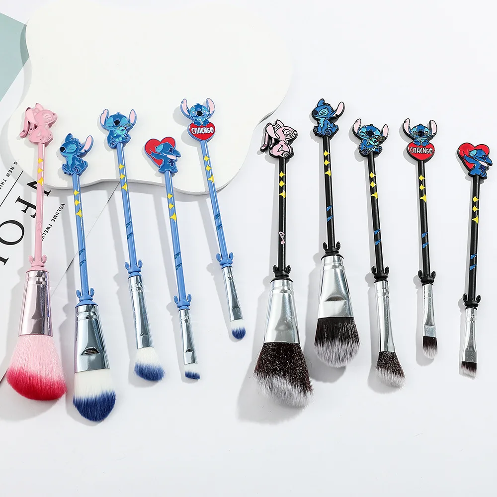 6Pcs/set Disney Kawaii Stitch Makeup Brushes Cartoon Figure Women Foundation Blush Eyeshadow Cosmetics Brushes Kits Girls Gift