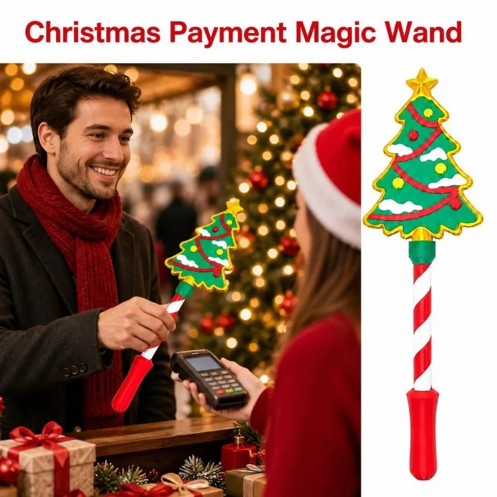 Creative Christmas Payment Magic Wand Portable Christmas Tree Contactless Payment Sleeve Cute Novelty Funny Magical Payment