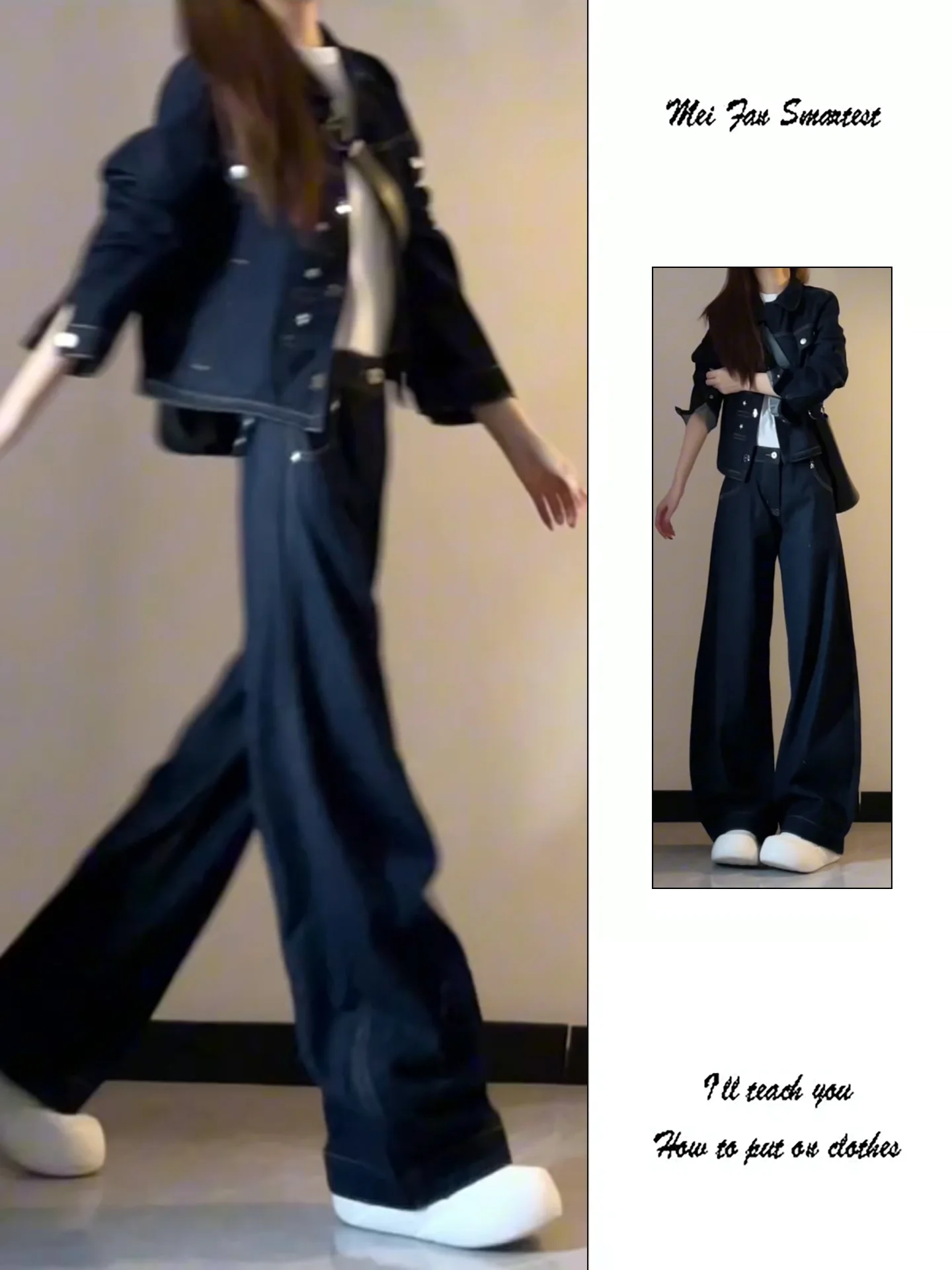 

American Retro Women's Denim Jacket And Pants Set Spring Autumn High Waist Flared Leggings Breathable Comfortable Casual Outfit