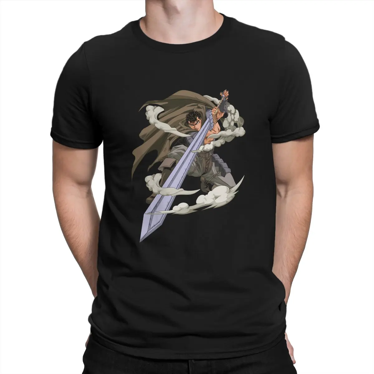 

Guts Black Swordsman Anime Cartoon T Shirt Goth Men Tees Summer Clothing Polyester O-Neck TShirt