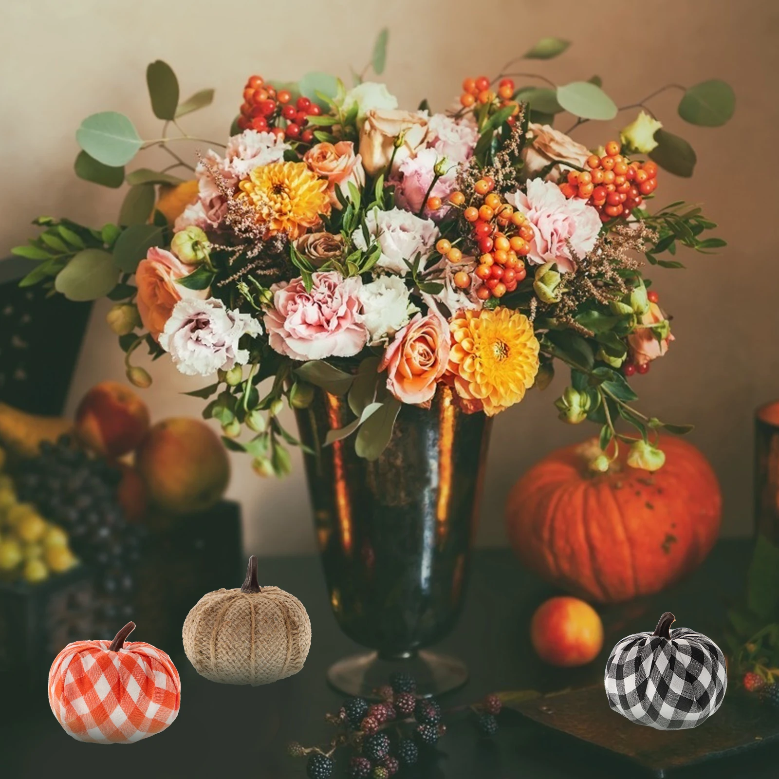 

12pcs Fake Pumpkins Artificial Thanksgiving naments Lifelike Halloween Decor Fall Food Vegetable Supplies Party