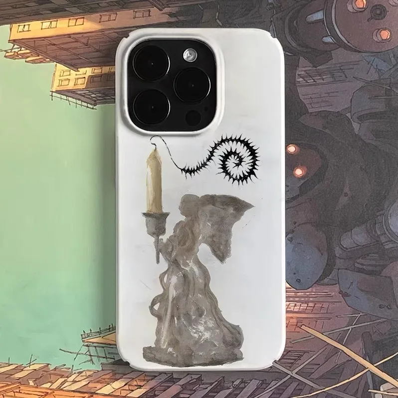 

Ins Korean Candle Statue Art Case for IPHONE 17 16 ProMax 15 14 Plus 13 12 MINI 11 PRO 16Plus XR XS MAX SE2 Acrylic Phone Cover