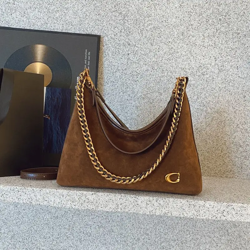 

Y2K solid color single-shoulder bag for women, 2026 new model, high-end style, underarm bag, suede crossbody bag, handbag