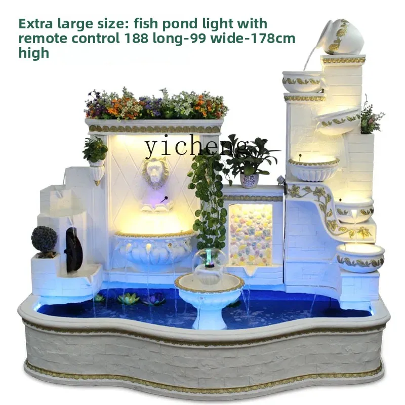 D24- large European water fountain fish tank waterfall living room floor ornament courtyard fish pond landscape