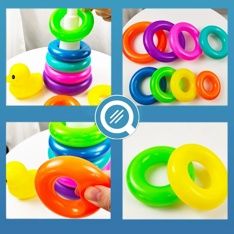 Montessori Stacking Toys for Babies 0 12M Rainbow Ring Stacker Baby Stacking Tower for Toddlers Educational Learning Sensory Toy