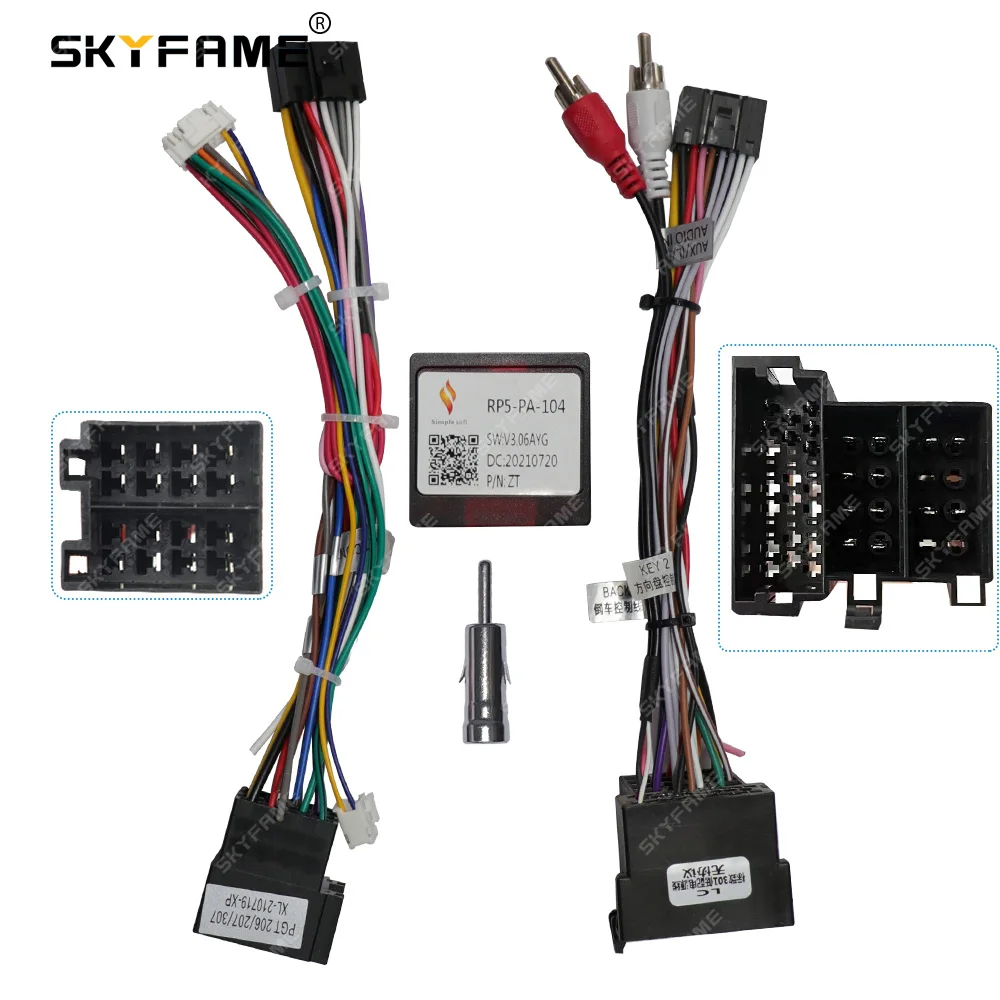 

SKYFAME 16Pin Car Wiring Harness Adapter Canbus Box Decoder For Peugeot 206 307 Citroen C2 RP5-PA-104 PA-SS-01