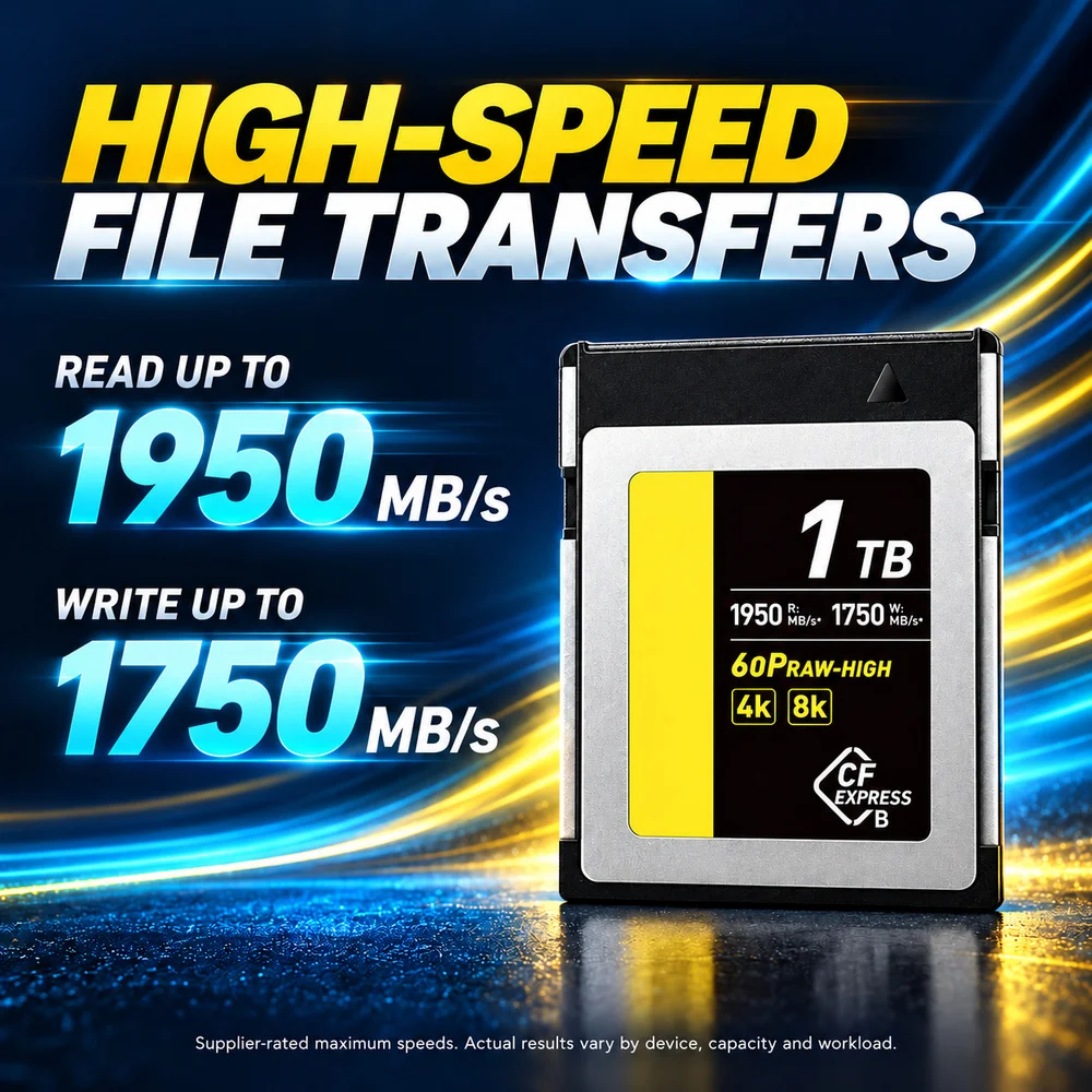 High Speed CFexpress Type B Card 512GB 1TB, Up to 1950MB/s Read, Professional Camera Memory Card for 8K 4K RAW Shooting