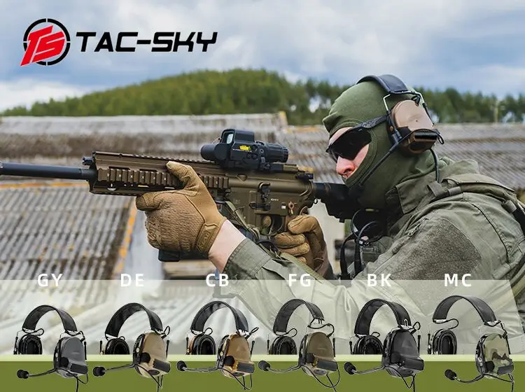 Imagem -06 - Tac-sky Tático c2 Comtac ii Fone de Ouvido Airsoft Caça Proteção Auditiva Tiro Muffs Walkie Talkie Ptt Fone de Ouvido ts