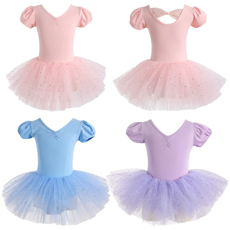 جديد الجلد ودية مريحة للأطفال الباليه Dancewear الفتيات الربيع/الصيف قصيرة الأكمام ممارسة أعلى ملابس رقص الصينية