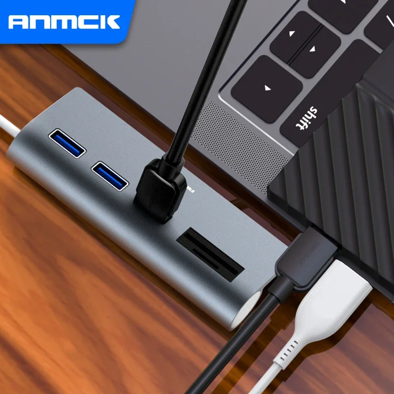 Anmck USB 2.0 Hub 5 Port  with SD Card Reader for Laptop Macbook Pro USB Splitter Adapter USB 2.0 Hub for PC Computer Accessorie