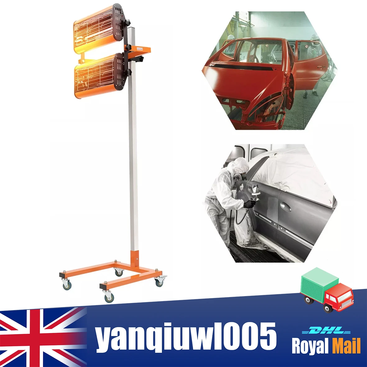 Infrared Paint Dryer Drying Lamp 2 Lamp1000W Shortwave Infrared Paint Curing Lamp Handheld Paint Heater 40-100 °C 220V