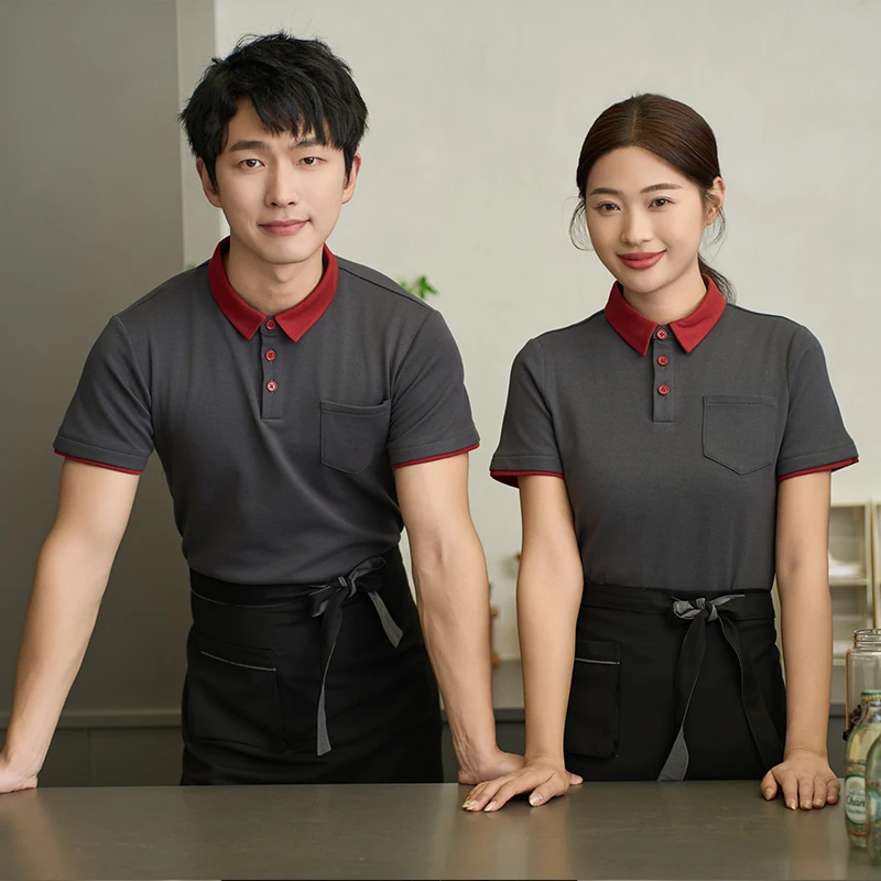 Hot Pot Work Clothes Waiter Catering Workwear Restaurant Costume Canteen Staff Garments Hotel Coat Short Sleeve Uniform
