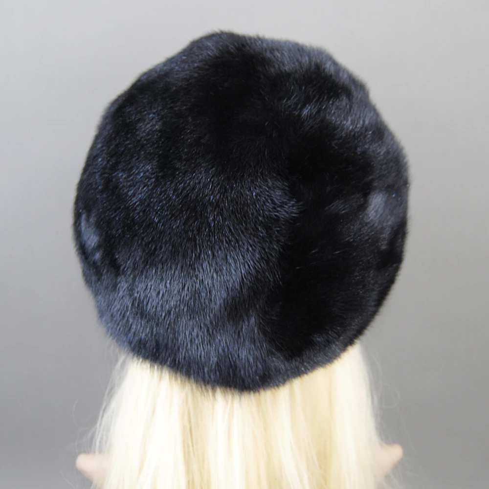 2024 Hot Sale Imported Full Fur Mink Fur Hat Women's Winter Authentic Fur Cap New Elegant Fashion Style Female Warm Earmuffs