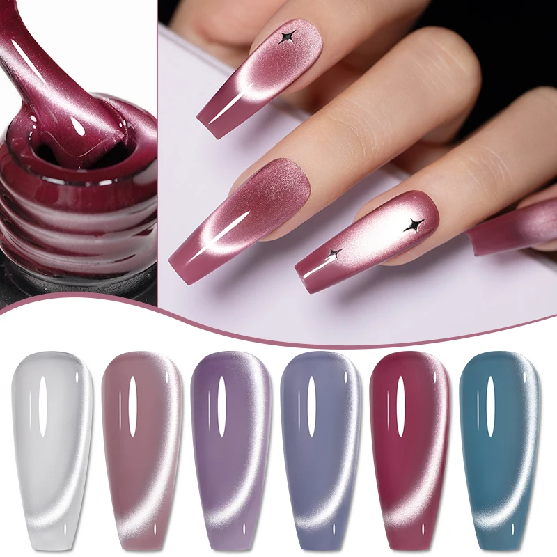 

PUENTE 7.5ML Smooth Ceramics Cat Magnetic Gel Nail Polish White Moonlight Shades Cat Eye Soak Off UV Nail Art Varnish Manicure