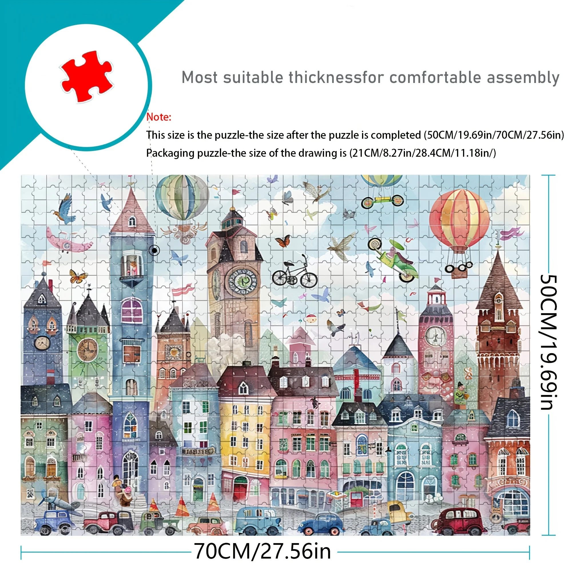 1000pcs Scenic Jigsaw Puzzle - Vibrant Cityscape Art, Frameless DIY Craft for Home & Office Decor, Ideal Holiday Gift, 1000pcs