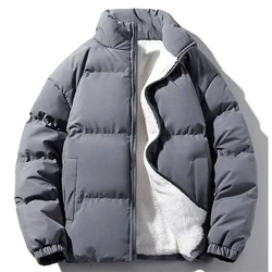 Cotton Padded Jacket Men Winter Warm Coats Stand Collar Coat Thicken Outerwear Zipper Solid Comfort Outdoor Overcoats