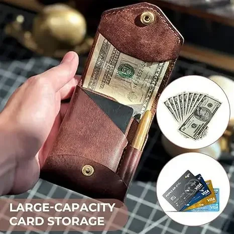 New retro short wallet for men and women, multifunctional coin purse, compact wallet, simple storage card bag