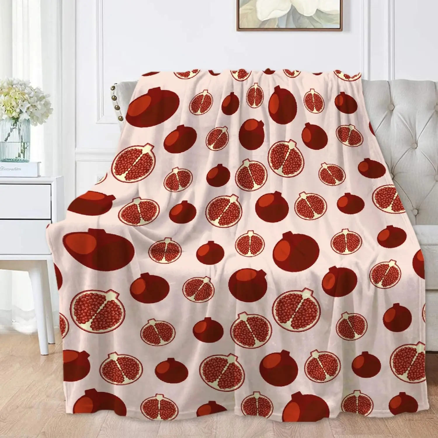 

Pomegranate Soft Flannel Blanket for Couch Bed Camping All-Seasons Cute Animal Home Decor- Gifts for Child Friends Women