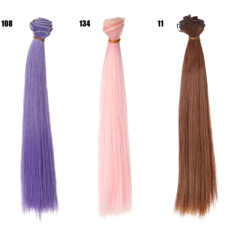 25cm*100CM Doll Wigs/hair Heat Resistant Bjd Wigs Blue Red Brown Green Straight Wig Thick Hair for 1/3 1/4 BJD Diy