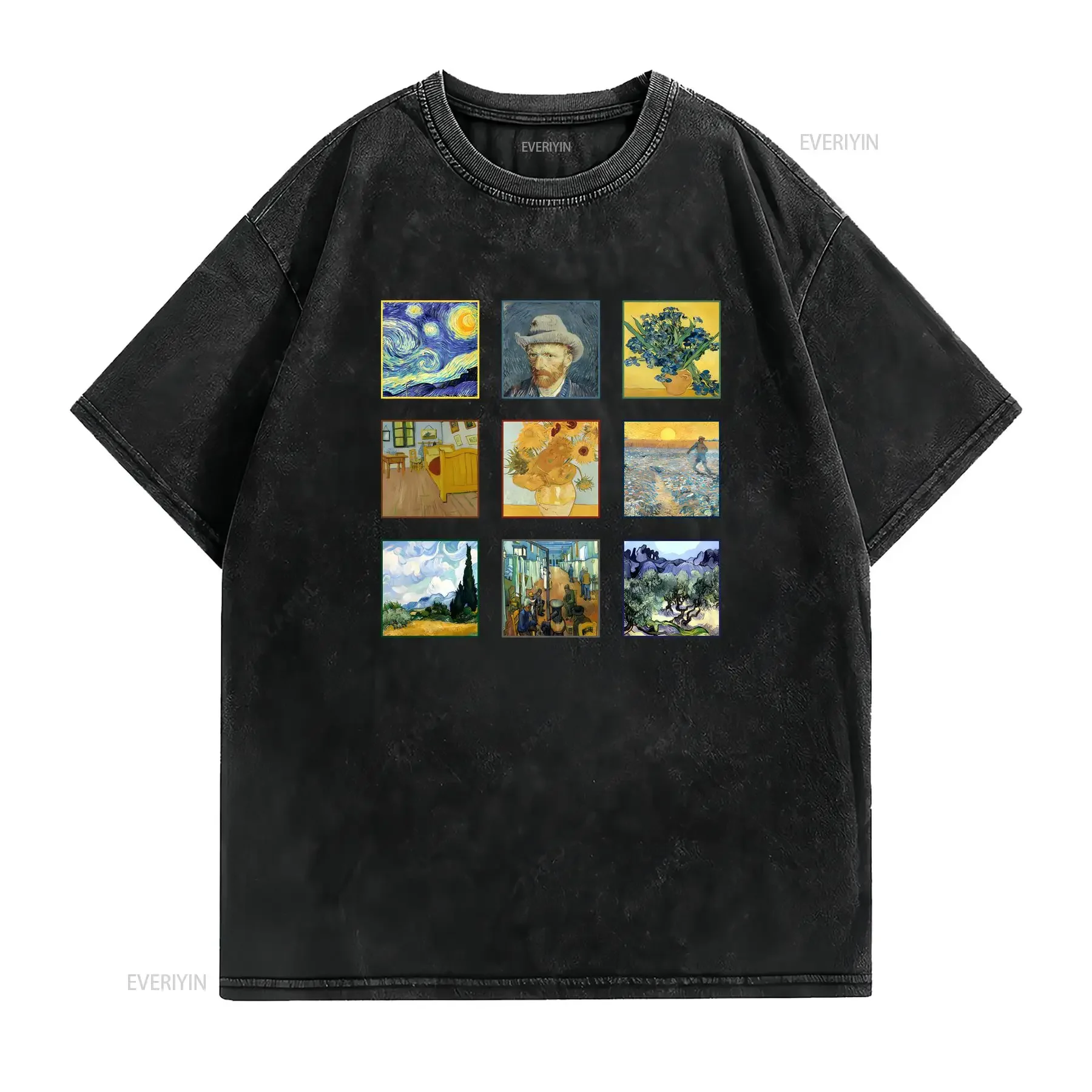 Vincent Van Gogh T Shirt Clothing Sunflowers Art PrinT vintage Washed Top For Everyday Wear Soft Stylish Comfortable Breathable