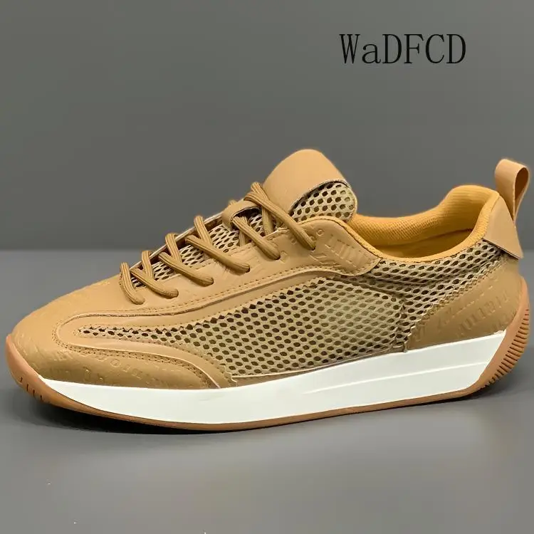 

Кроссовки, повседневные мужские дизайнерские кроссовки на мягкой подошве в стиле ретро, модная кожаная сетчатая дышащая спортивная обувь на увеличенной платформе