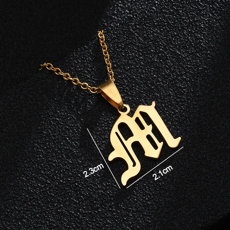 Lateefah 26 Alphabet Necklace Gothic Style Stainless Steel Fashion Letter Pendant Student Girlfriend Couple Necklace