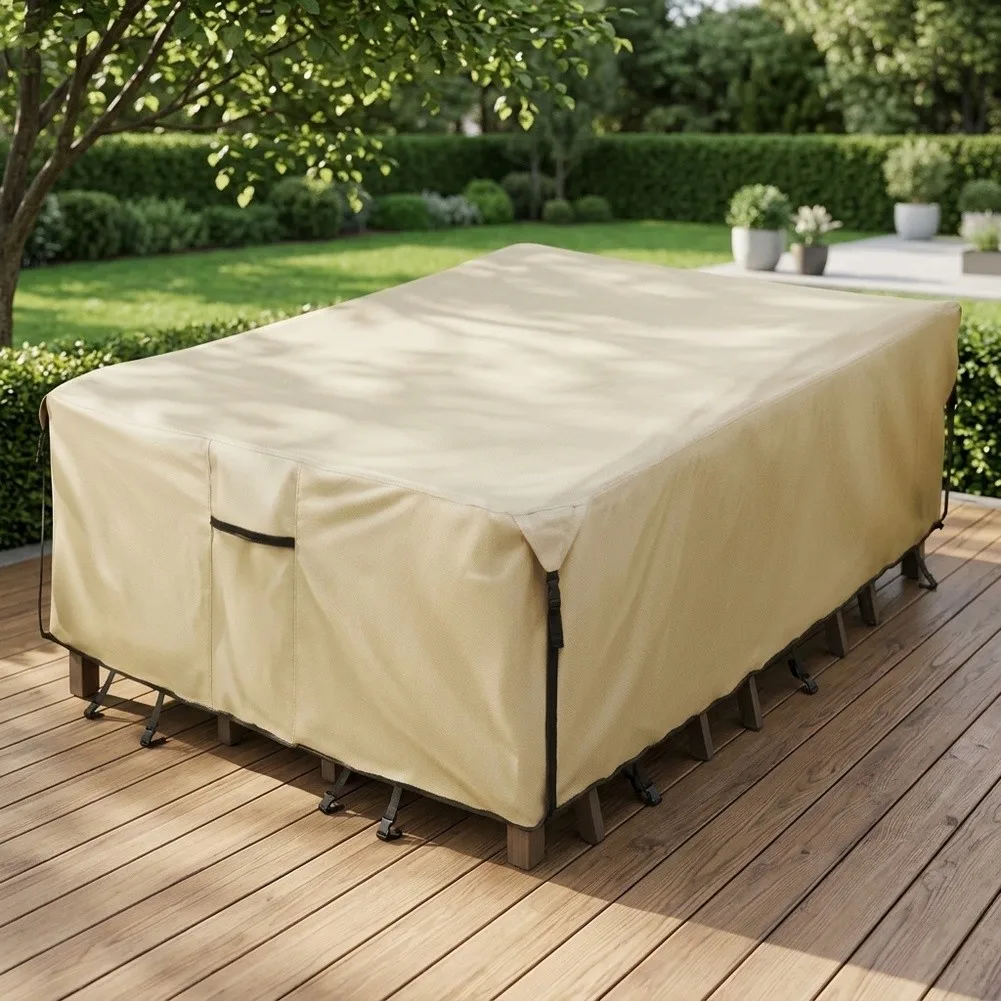 Cover Designed Specifically for Square Patio Furniture Sets with Full Wraparound Coverage and Lower Edge Stability