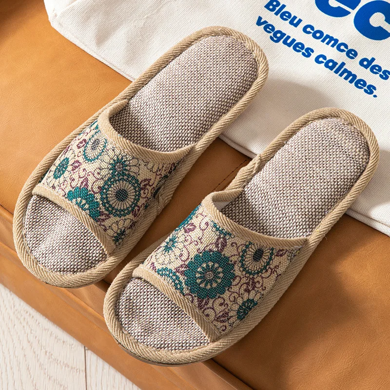 

Женские тапочки из конопли, домашние, повседневные, весенне-летние, дизайнерские, роскошные, ретро, комнатные, для пар, с мягкой подошвой, элегантные