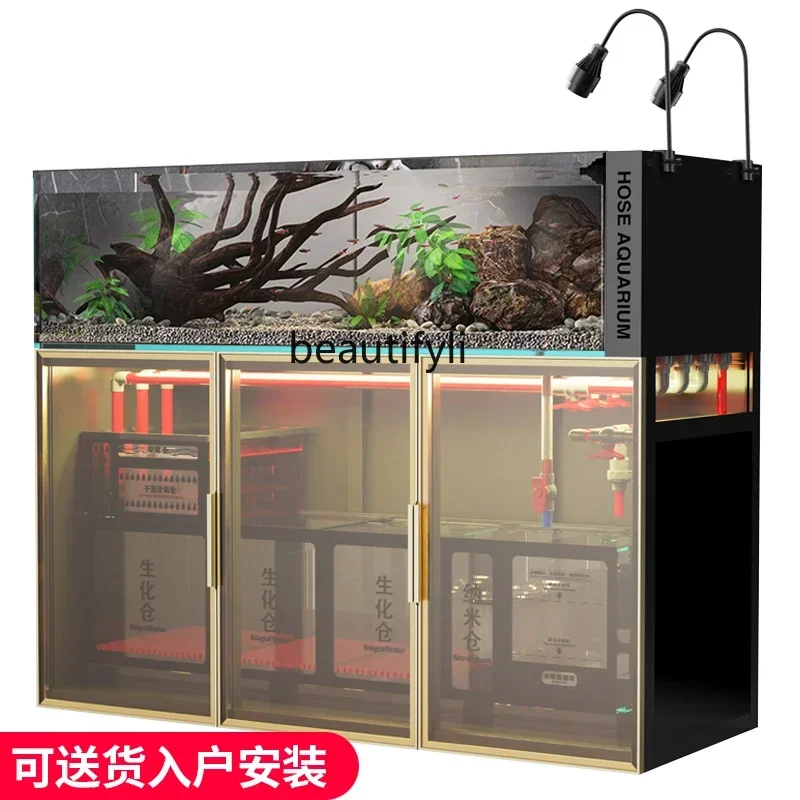 X188 Stream tank fish tank living room ultra-white glass bottom filter water-free original ecological aquarium