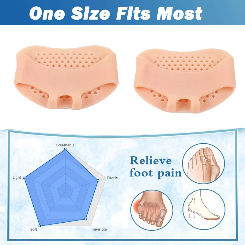 Pexmen 2/4/10Pcs Ball of Foot Cushions Soft Gel Metatarsal Pads Mortons Neuroma Callus Pain Relief Forefoot Insoles Foot Protect