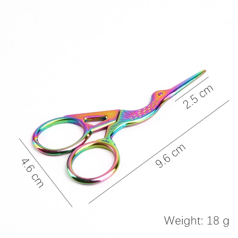 ステンレス鋼眉毛トリマーはさみ眉毛シェーバーナイフ脱毛美容メイクツール鶴の形コウノトリレトロはさみ