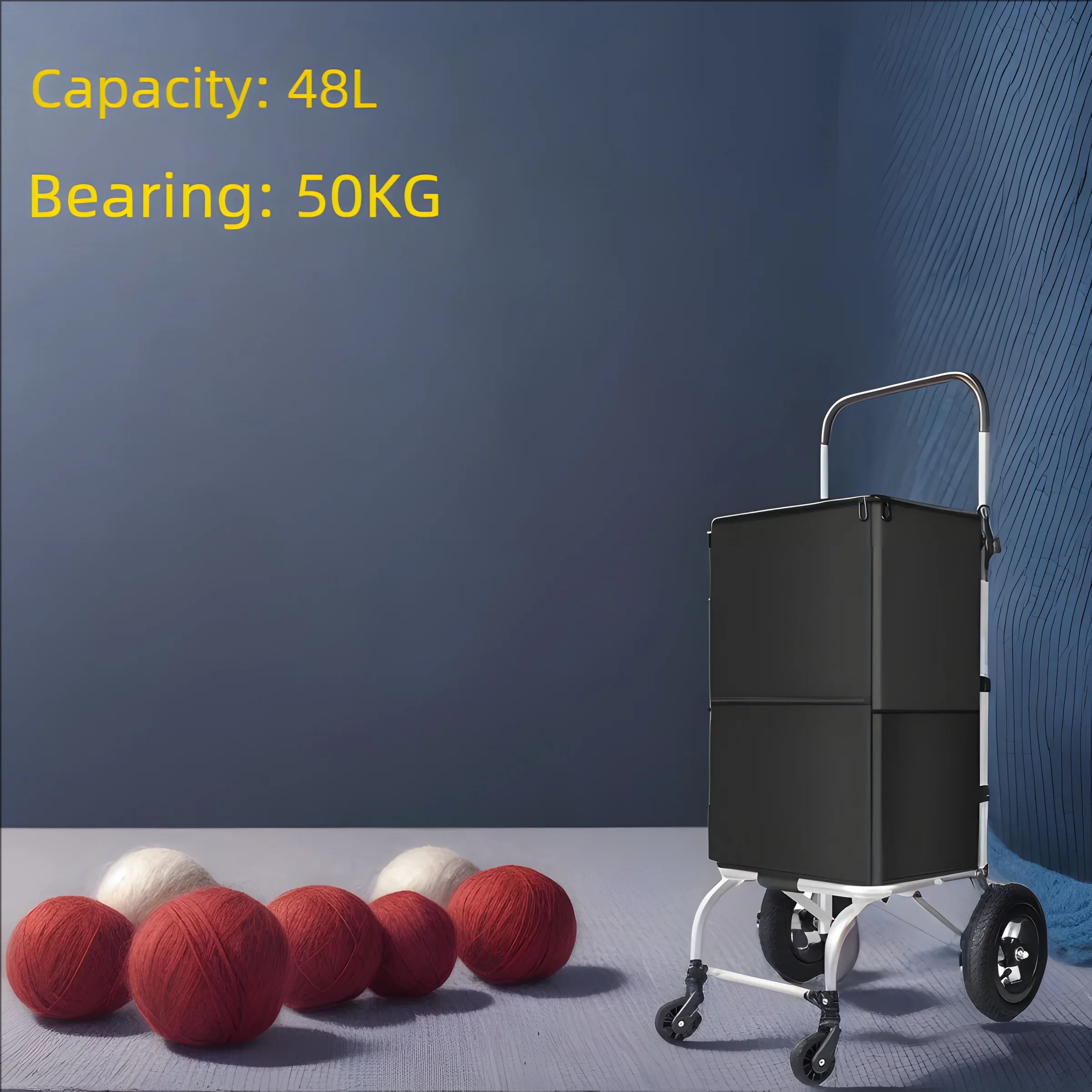 

Hand Carts Household Grocery, Portable Shopping Cart, Universal Wheel Trailer, Handcart with Oxford Cloth Storage Bag Small Cart