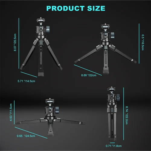 Imagen 2 del producto Trípode Universal para Cámara LEAPLIGHT, 3 Alturas Ajustables, Trípode de Escritorio de Aluminio con Rotación de 360° °   Cabezal panorámico para fotografía y video