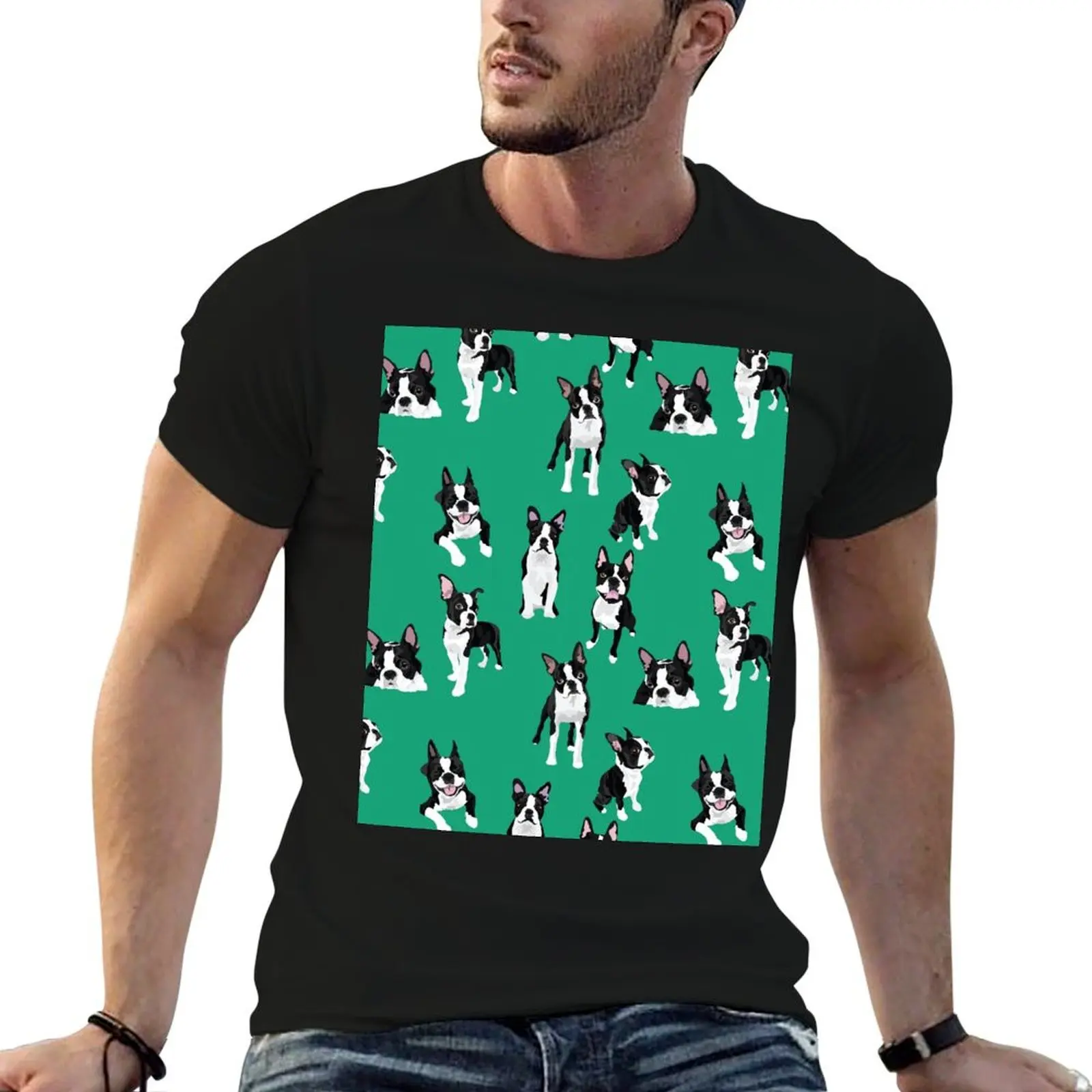 Camiseta Boston Terrier para uso diario, camisa lisa de manga corta