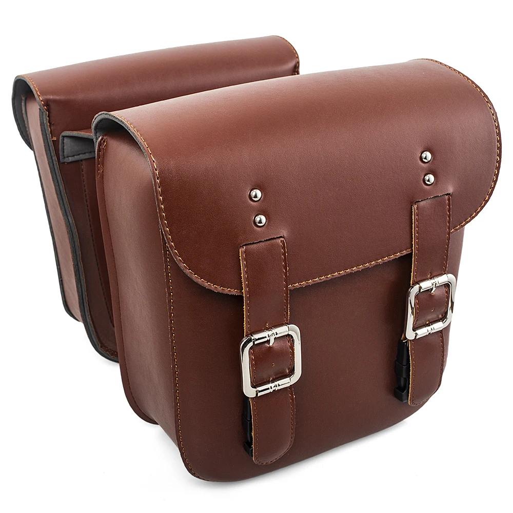 

1 пара мотоциклетных седельных сумок с боковым хвостом, большая вместимость, мотоциклетные боковые сумки для хранения инструментов для Harley для Honda, черный/коричневый