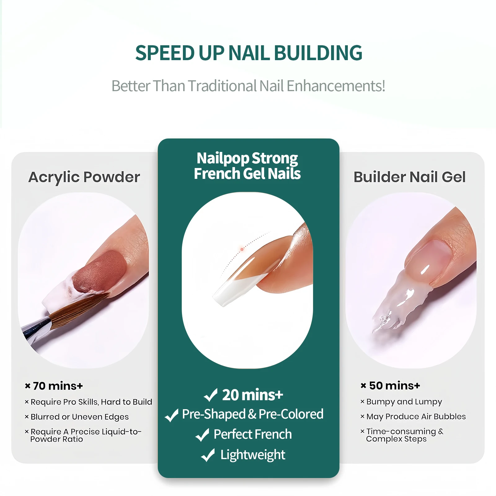 Nailpop 140 Uds uñas postizas francesas cuadradas de almendra Trapezoidal puntas de uñas de Gel suave cobertura completa uñas postizas 14 tamaños para arte de uñas DIY