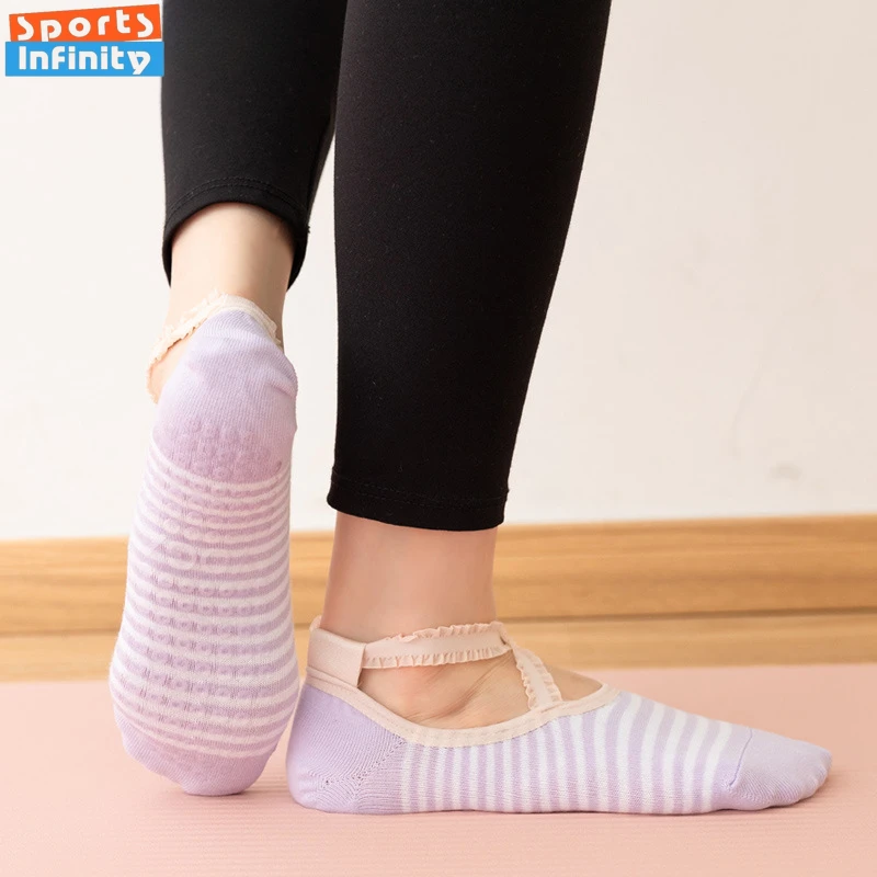 

Professional Pilates Yoga Socks Women Backless Breathable Bandage Sports Socks Silicone Anti-slip Indoor Floor Gym Fitness Socks