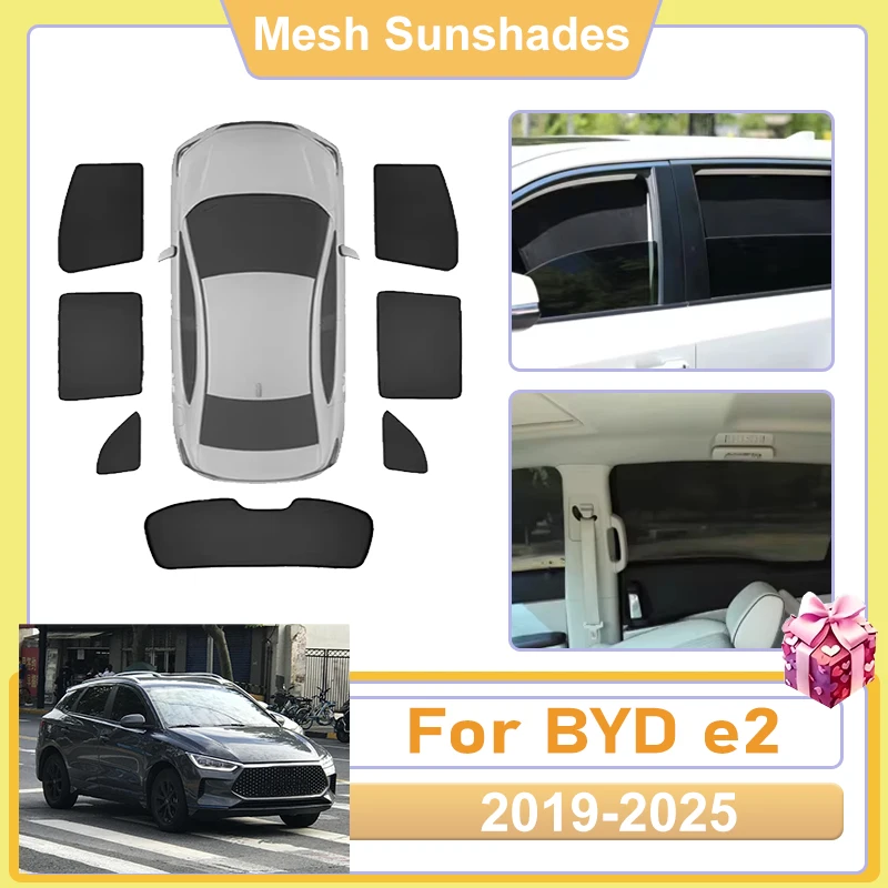 For BYD e2 Accessories 2019 2020~2025 Car Window Screen Sun Shade Cover Mesh light Shield Heat Net UV Protector Sun Baffle Mesh