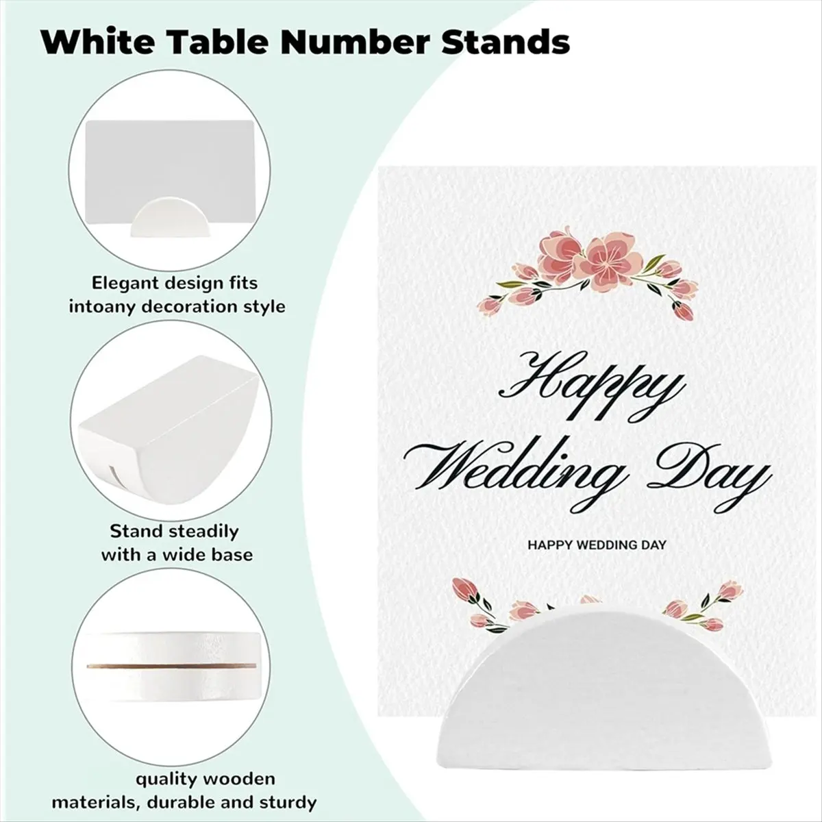 ABZT 24PCS White Table Number Stands, Wooden Light Weight Wedding Table Name Holder, Small Size Place Card Holders